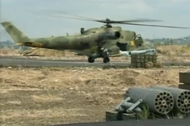 Trực thăng không quân Nga tại căn cứ Heymim ở thị trấn Latakia, Syria ngày 6/10. (Nguồn: Reuters/TTXVN)