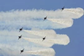 Máy bay siêu thanh T-50 của Hàn Quốc tại lễ kỷ niệm. (Nguồn: AFP/TTXVN)