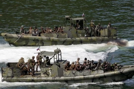 Binh sỹ Philippines và Mỹ tham gia cuộc tập trận ngày 8/10. (Nguồn: Reuters/TTXVN)