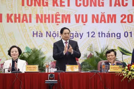 Thủ tướng Phạm Minh Chính dự và chỉ đạo hội nghị. (Ảnh: Dương Giang/TTXVN) 