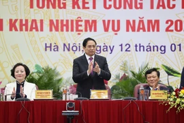 Thủ tướng Phạm Minh Chính dự và chỉ đạo hội nghị. (Ảnh: Dương Giang/TTXVN) 