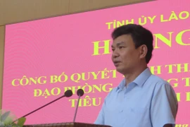 Bí thư Tỉnh ủy Lào Cai Đặng Xuân Phong, Trưởng ban phòng, chống tham nhũng, tiêu cực tỉnh Lào Cai phát biểu. (Ảnh: Hương Thu/TTXVN)