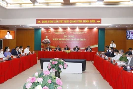 Hội nghị trực tuyến sơ kết 7 năm thực hiện Quy chế phối hợp giữa Ban Nội chính Trung ương với Đảng ủy Công an Trung ương, Ban cán sự đảng Tòa án nhân dân tối cao, Ban cán sự Đảng Viện Kiểm sát nhân dân tối cao. (Ảnh: Phương Hoa/TTXVN)