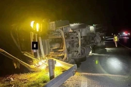 Hiện trường vụ tai nạn. (Ảnh: TTXVN phát)