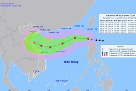 Hướng đi của bão Nesat chiều 16/10. (Ảnh: TTXVN phát)