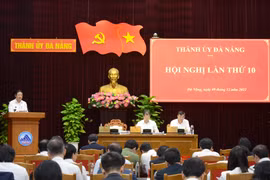 Quang cảnh hội nghị lần thứ 10 Ban chấp hành Đảng bộ thành phố Đà Nẵng. (Ảnh: Quốc Dũng/TTXVN)