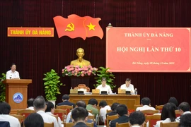 Quang cảnh hội nghị lần thứ 10 Ban chấp hành Đảng bộ thành phố Đà Nẵng. (Ảnh: Quốc Dũng/TTXVN)