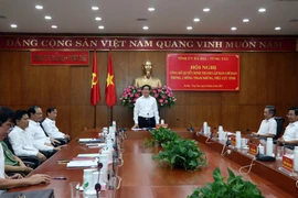 Trưởng Ban Chỉ đạo chống tham nhũng tỉnh Bà Rịa-Vũng Tàu Phạm Viết Thanh phát biểu chỉ đạo tại hội nghị. (Ảnh: Đoàn Mạnh Dương/TTXVN) 
