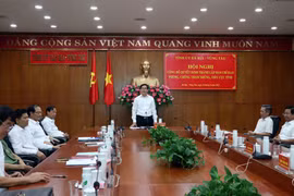 Trưởng Ban Chỉ đạo chống tham nhũng tỉnh Bà Rịa-Vũng Tàu Phạm Viết Thanh phát biểu chỉ đạo tại hội nghị. (Ảnh: Đoàn Mạnh Dương/TTXVN) 
