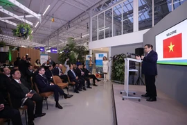 Thủ tướng Phạm Minh Chính phát biểu tại Trung tâm Nông nghiệp công nghệ cao World Horti Center. (Ảnh: Dương Giang/TTXVN)