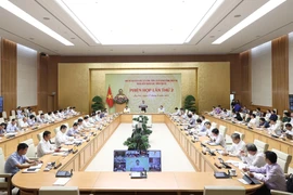 Quang cảnh phiên họp tại điểm cầu Trụ sở Chính phủ. (Ảnh: Dương Giang/TTXVN) 