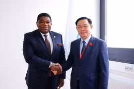 Chủ tịch Quốc hội Vương Đình Huệ và Tổng Thư ký Liên minh Nghị viện thế giới Martin Chungoong. (Ảnh: Doãn Tấn/TTXVN)