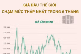[Infographics] Giá dầu thế giới chạm mức thấp nhất trong 6 tháng