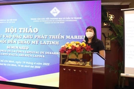 Bà Cao Thị Phi Vân, Phó Giám đốc ITPC phát biểu khai mạc hội thảo. (Ảnh: Xuân Anh/TTXVN)