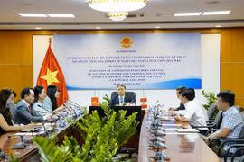 Thứ trưởng Bộ Công Thương Đỗ Thắng Hải Kỳ họp lần 2 Ủy ban liên Chính phủ về các vấn đề kinh tế và hợp tác kỹ thuật Việt Nam-Peru theo hình thức trực tuyến tại đầu cầu Hà Nội. (Nguồn: Bộ Công Thương)