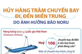 Bão số 4-Noru: Hủy hàng trăm chuyến bay đi, đến miền Trung 