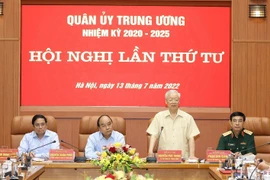 Hình ảnh Tổng Bí thư chủ trì Hội nghị Quân ủy Trung ương