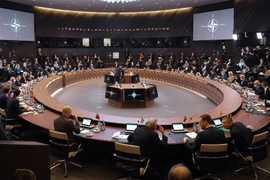 Bộ trưởng Ngoại giao các nước thuộc Tổ chức Hiệp ước Bắc Đại Tây Dương (NATO) tại cuộc họp về tình hình Ukraine ở Brussels, Bỉ, ngày 4/3/2022. (Ảnh: AFP/TTXVN)