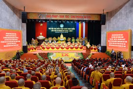 Quang cảnh khai mạc Đại hội đại biểu Phật giáo toàn quốc lần thứ 9. (Ảnh: Minh Đức/TTXVN) 