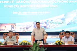 Thủ tướng Phạm Minh Chính chủ trì hội nghị tổng kết thực hiện Nghị quyết của Bộ Chính trị về phát triển vùng Tây Nguyên. (Ảnh: Dương Giang/TTXVN) 