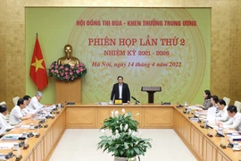 Thủ tướng Phạm Minh Chính, Chủ tịch Hội đồng chủ trì phiên họp lần thứ 2 của Hội đồng Thi đua-Khen thưởng Trung ương. (Ảnh: Dương Giang/TTXVN) 