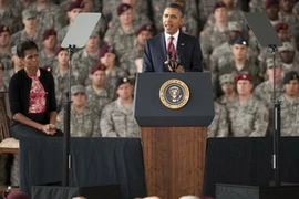 Tổng thống Mỹ Barack Obama đọc diễn văn tuyên bố chấm dứt cuộc chiến Iraq. (Nguồn: Getty)