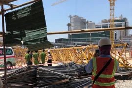 Hiện trường vụ tai nạn lao động. (Ảnh: Nguyễn Văn Việt/TTXVN)