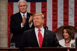 Tổng thống Trump đọc thông điệp liên bang. (Nguồn: ABC)