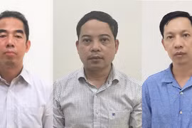 Từ trái qua: Bị can Tô Anh Dũng, Phạm Trung Kiên, Vũ Anh Tuấn. (Nguồn: Bộ Công an)