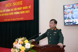 Thượng tướng Hoàng Xuân Chiến phát biểu tại Hội nghị. (Ảnh: Hồng Pha/TTXVN phát)
