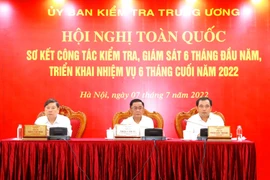 Lãnh đạo Ủy ban Kiểm tra Trung ương điều hành hội nghị. (Ảnh: Phương Hoa/TTXVN)