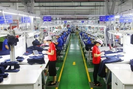 Hoạt động sản xuất đầu năm tại Công ty trách nhiệm hữu hạn Apparel Far Eastern (Việt Nam) đóng Khu công nghiệp Việt Nam - Singapore, thành phố Thuận An, tỉnh Bình Dương. (Ảnh: TTXVN phát)