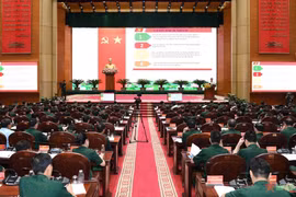 Quang cảnh hội nghị tại điểm cầu Hội trường Bộ Quốc phòng. (Nguồn: Qdnd)