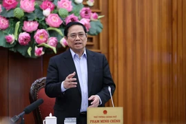 Thủ tướng Phạm Minh Chính kết luận cuộc họp về đảm bảo cung ứng điện cho sản xuất và sinh hoạt năm 2022. (Ảnh: Dương Giang/TTXVN)