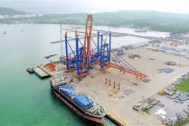 Những cẩu trục STS này có thể xếp dỡ hàng hóa cho những con tàu lớn nhất thế giới lên đến 250.000 DWT. (Ảnh: Sỹ Thắng/TTXVN)