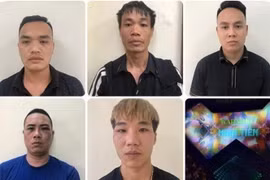 Các đối tượng liên quan ổ nhóm. (Ảnh: TTXVN phát)