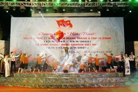 Một tiết mục văn nghệ tại chương trình. (Ảnh: Xuân Tư/TTXVN)