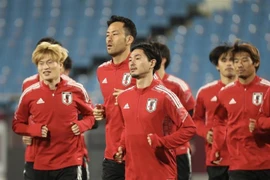 Các cầu thủ đội tuyển Nhật Bản. (Ảnh: Minh Quyết/TTXVN)