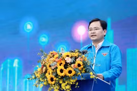 Bí thư thứ nhất Trung ương Đoàn Nguyễn Anh Tuấn phát biểu khởi động Tháng Thanh niên năm 2022. (Nguồn: Doanthanhnien.vn)