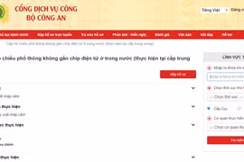 Cổng dịch vụ công Bộ Công an. 