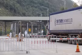 Hàng nông sản xuất khẩu qua cửa khẩu Tân Thanh-Pò Chài. (Ảnh: Quang Duy/TTXVN)