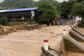 Mưa lũ khiến nhiều tuyến đường tại tỉnh Sơn La bị chia cắt hồi tháng 8. (Ảnh: TTXVN phát)