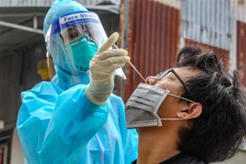 Lấy mẫu xét nghiệm COVID-19. (Nguồn: TTXVN)