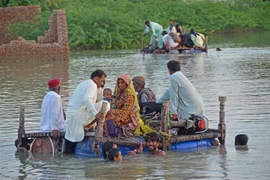 Cảnh ngập lụt sau những trận mưa lớn tại tỉnh Balochistan, Pakistan. (Ảnh: AFP/TTXVN)