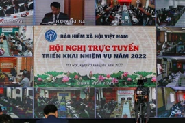 Các điểm cầu tham dự trực tuyến. (Ảnh: Tuấn Đức/TTXVN)