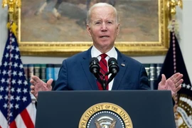 Tổng thống Mỹ Joe Biden phát biểu tại Washington, DC. (Ảnh: AFP/TTXVN)