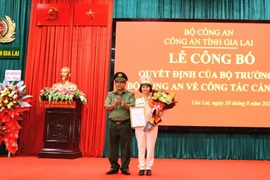 Trung tá Ksor H’Bơ Khắp được bổ nhiệm làm Phó Giám đốc Công an tỉnh Gia Lai. (Ảnh: Quang Thái/Vietnam+)