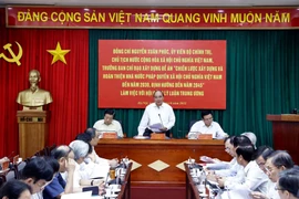 Chủ tịch nước Nguyễn Xuân Phúc phát biểu tại buổi làm việc. (Ảnh: Thống Nhất/TTXVN)