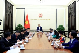 Chủ tịch nước Nguyễn Xuân Phúc phát biểu. (Ảnh: Thống Nhất/TTXVN)