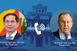 Bộ trưởng Bộ Ngoại giao Bùi Thanh Sơn điện đàm với Bộ trưởng Ngoại giao Liên bang Nga Sergey Lavrov. (Ảnh: TTXVN phát)